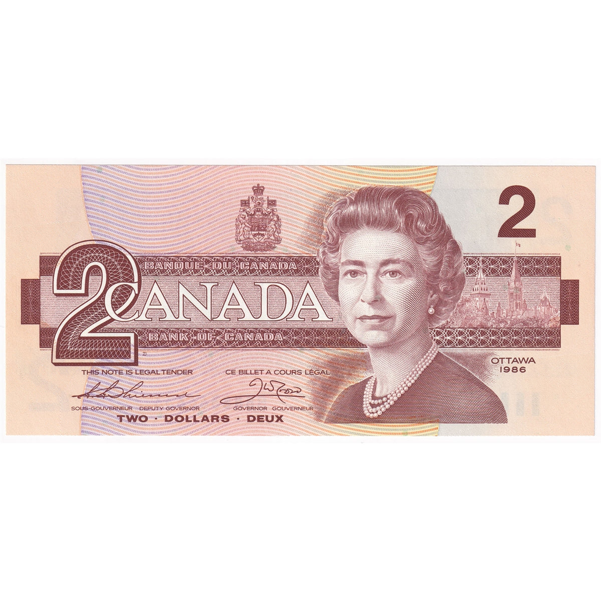 BC-55b 1986 Canada $2 Thiessen-Crow, BBN, Choice Uncirculated (CUNC63)