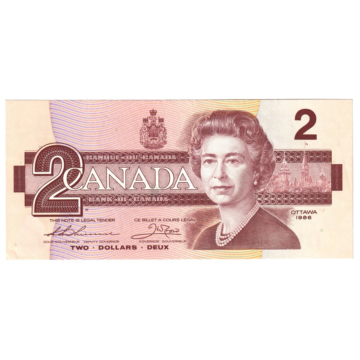 BC-55b 1986 Canada $2 Thiessen-Crow, BGD, AU