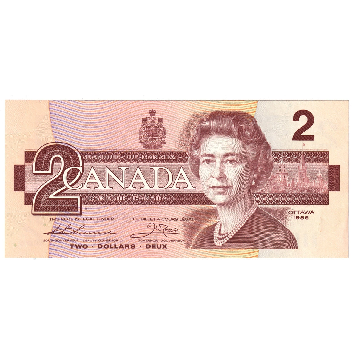 BC-55b 1986 Canada $2 Thiessen-Crow, BGD, AU-UNC (AU55)