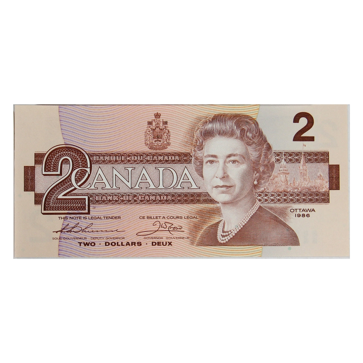 BC-55b 1986 Canada $2 Thiessen-Crow, BRG, Choice Uncirculated (CUNC63)