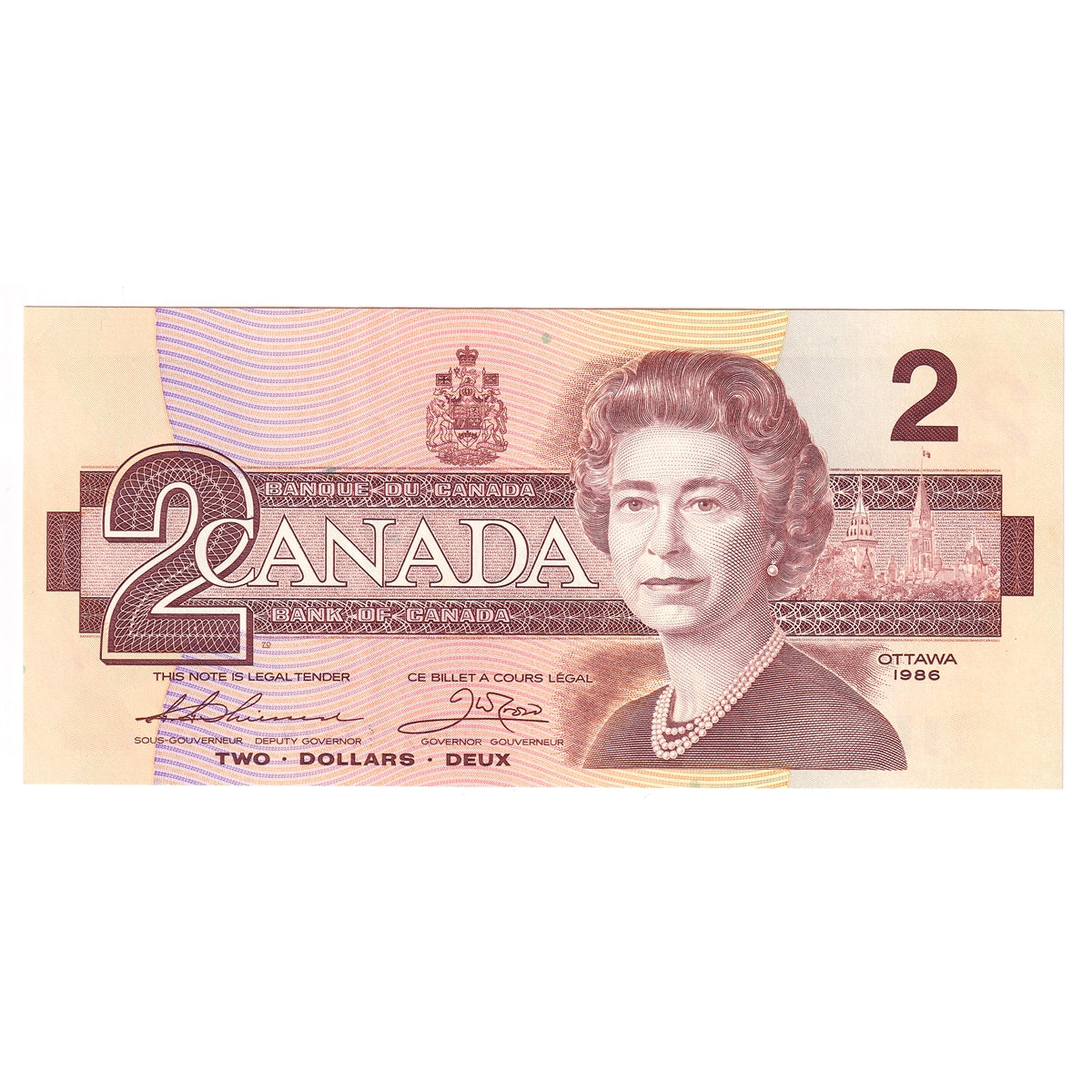 BC-55b 1986 Canada $2 Thiessen-Crow, BRT, Uncirculated (MS60)