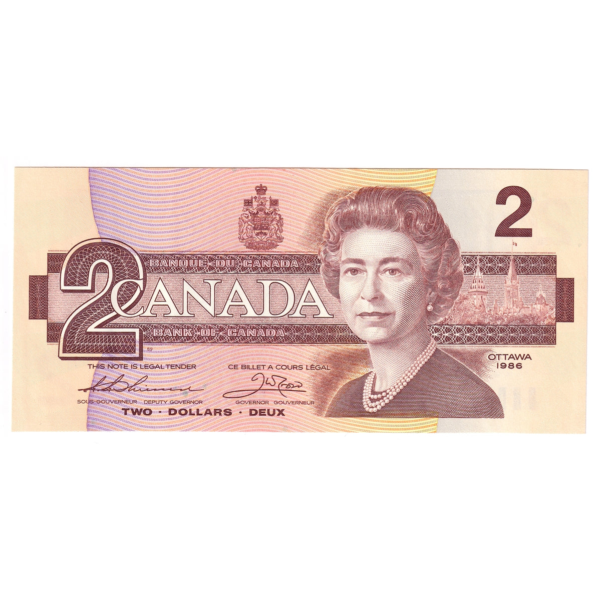 BC-55b 1986 Canada $2 Thiessen-Crow, BRV, Choice Uncirculated (CUNC63)