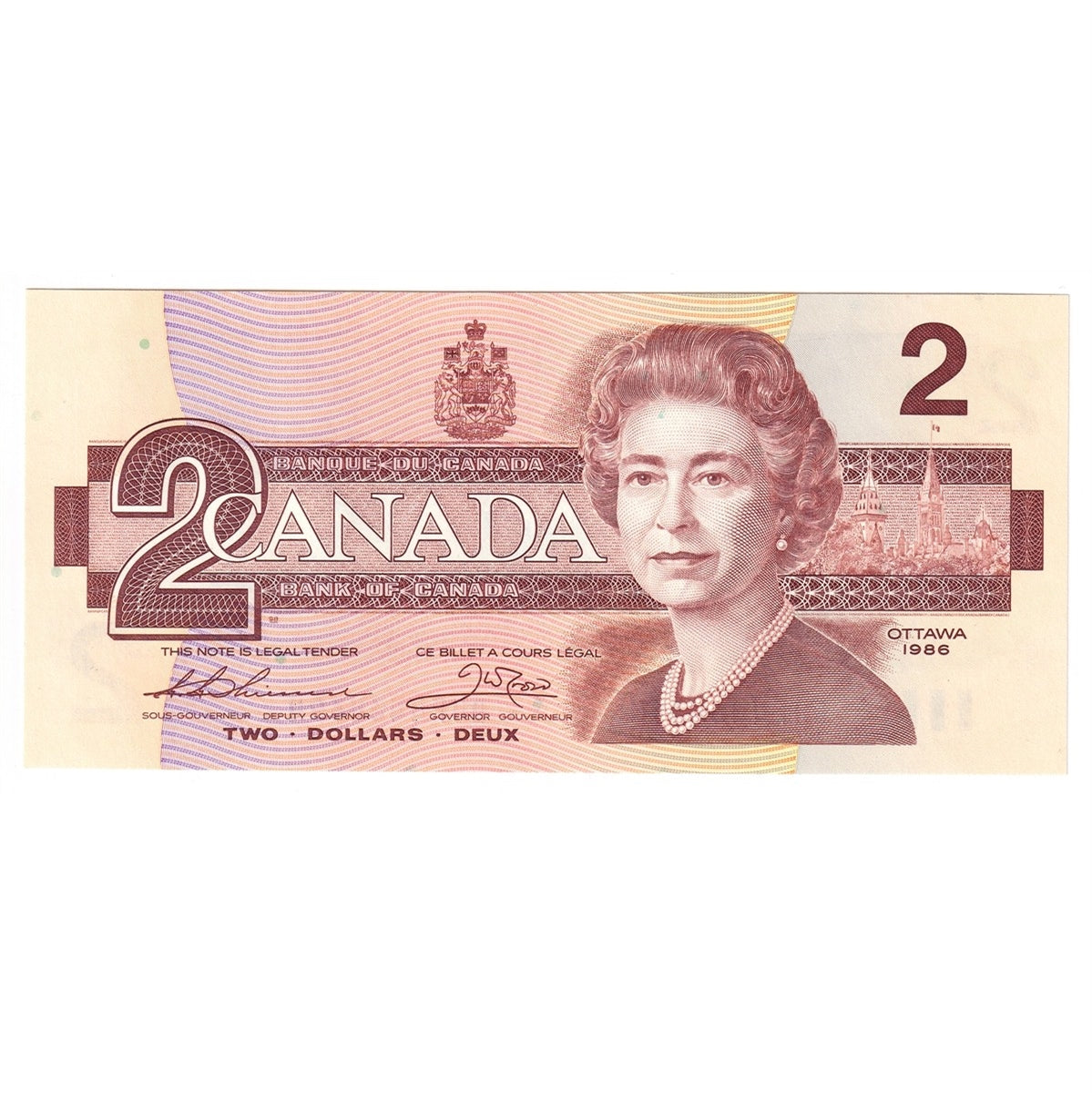 BC-55b 1986 Canada $2 Thiessen-Crow, BUF, Choice Uncirculated (CUNC63)
