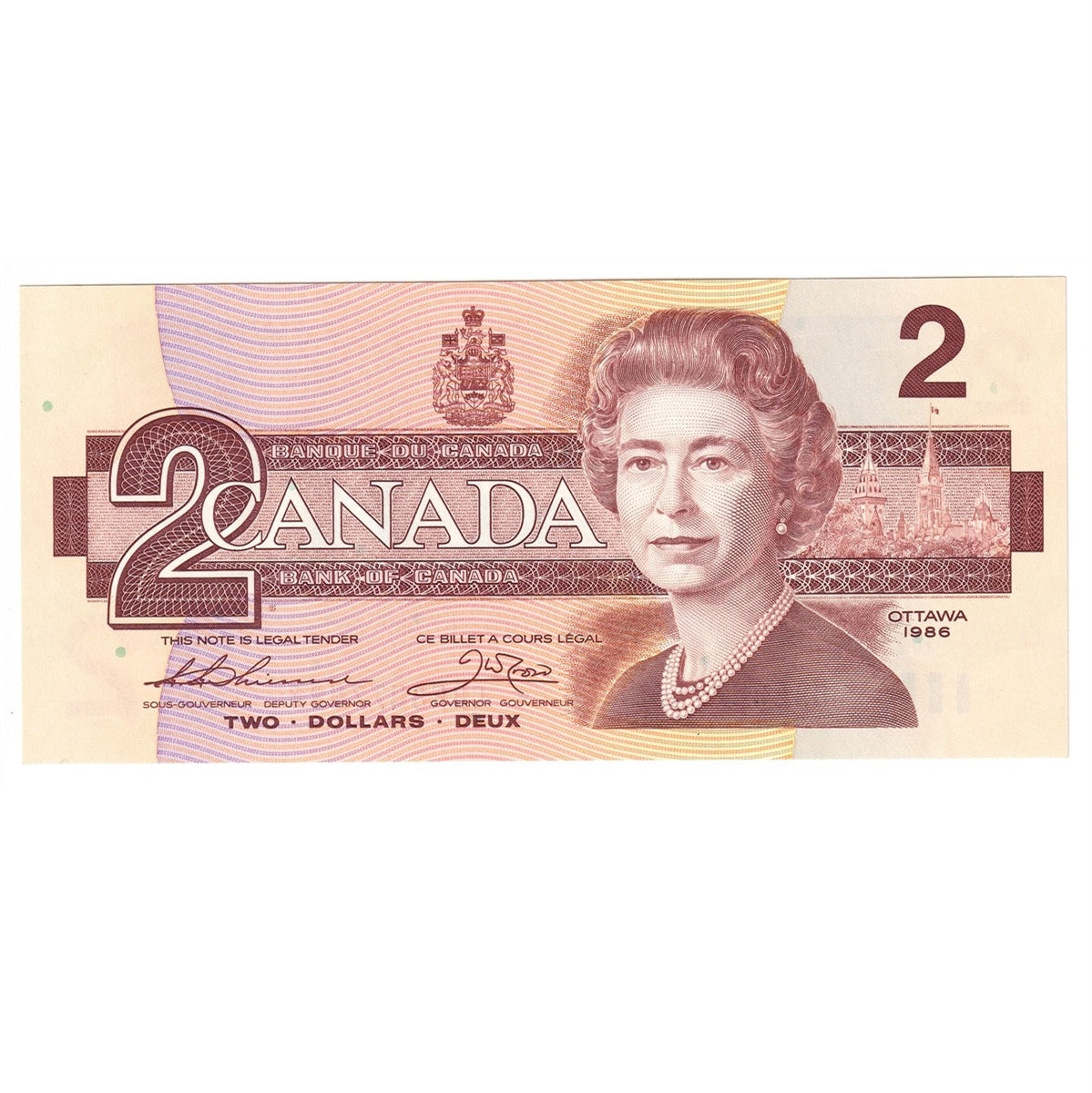 BC-55b 1986 Canada $2 Thiessen-Crow, CBE, Choice Uncirculated (CUNC63)