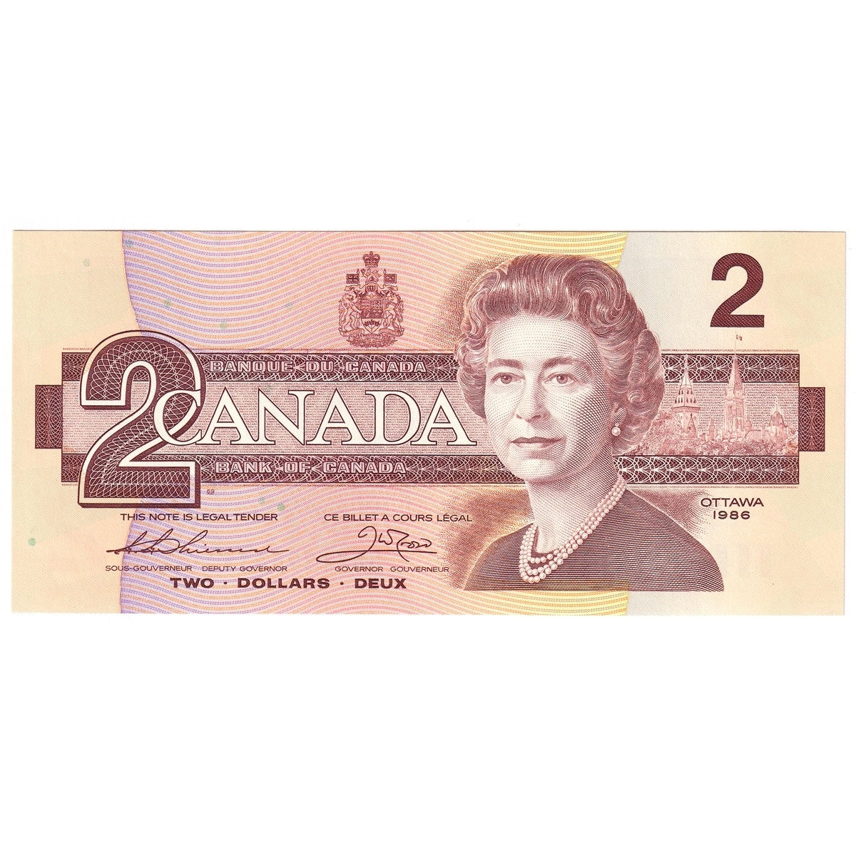 BC-55bA 1986 Canada $2 Thiessen-Crow, BRX, Uncirculated (MS60)