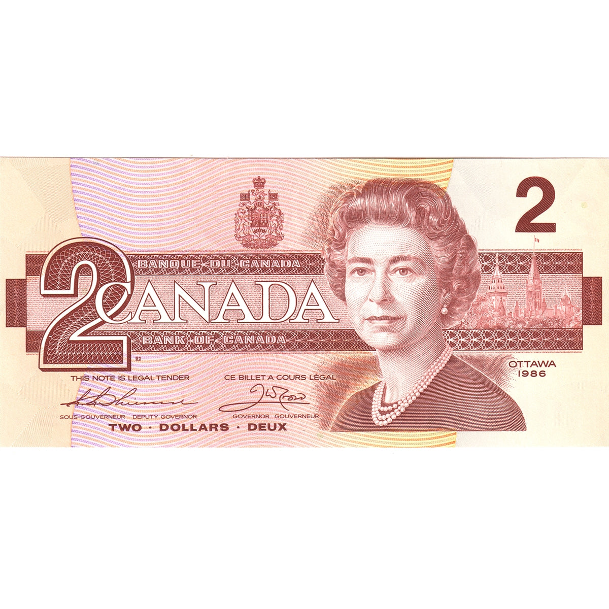 BC-55bA 1986 Canada $2 Thiessen-Crow, Small BBX, AU-UNC (AU55)