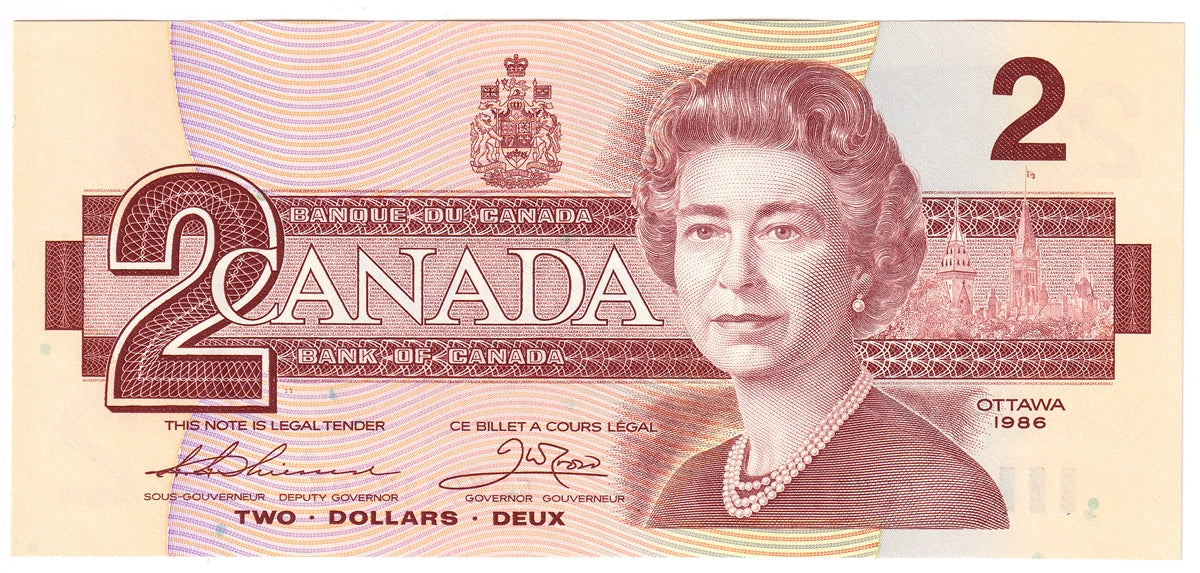 BC-55b-i 1986 Canada $2 Thiessen-Crow, EBK, Choice Uncirculated (CUNC63)
