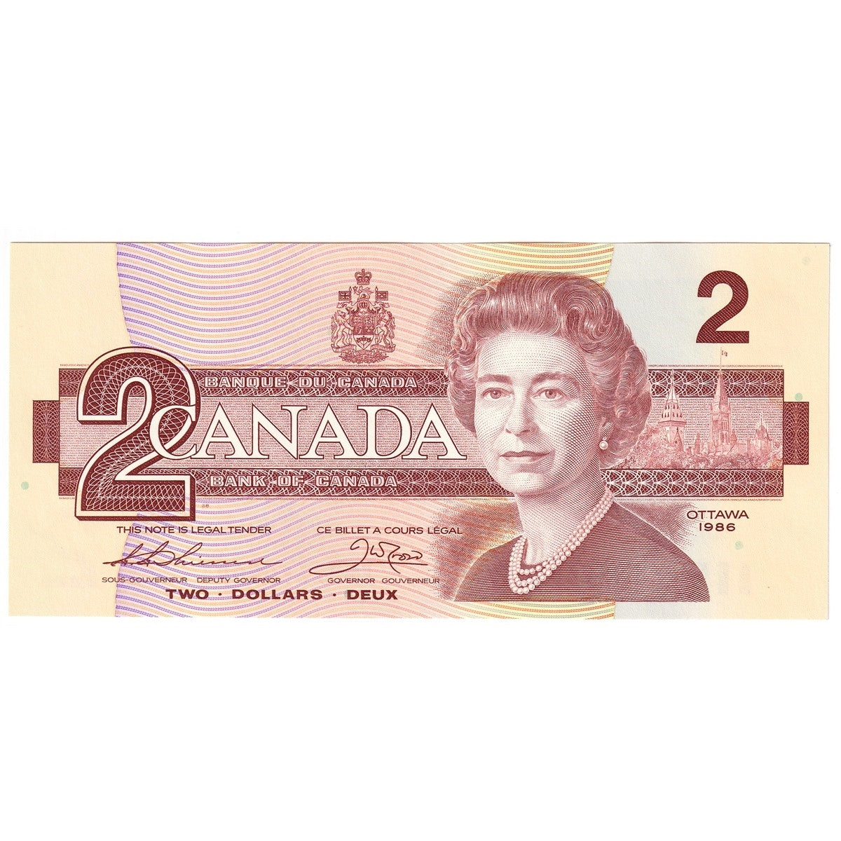 BC-55b-i 1986 Canada $2 Thiessen-Crow, EBR, Choice Uncirculated (CUNC63)