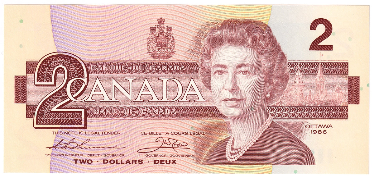 BC-55b-i 1986 Canada $2 Thiessen-Crow, EGE, Choice Uncirculated (CUNC63)