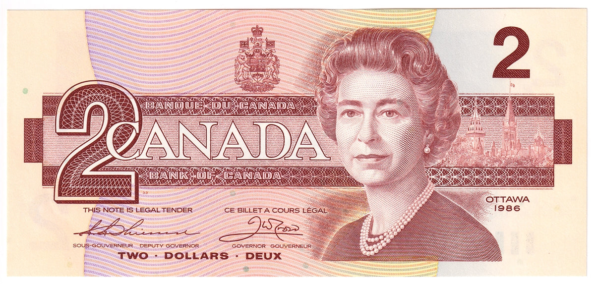 BC-55b-i 1986 Canada $2 Thiessen-Crow, EGK, Uncirculated (MS60)