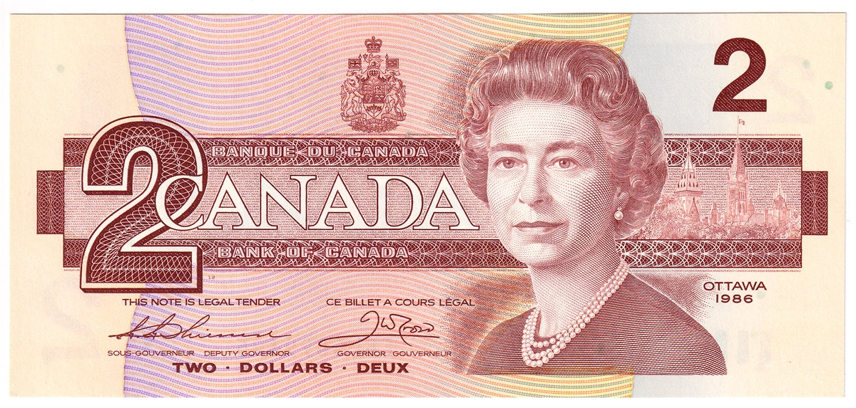 BC-55b-i 1986 Canada $2 Thiessen-Crow, EGL, Choice Uncirculated (CUNC63)