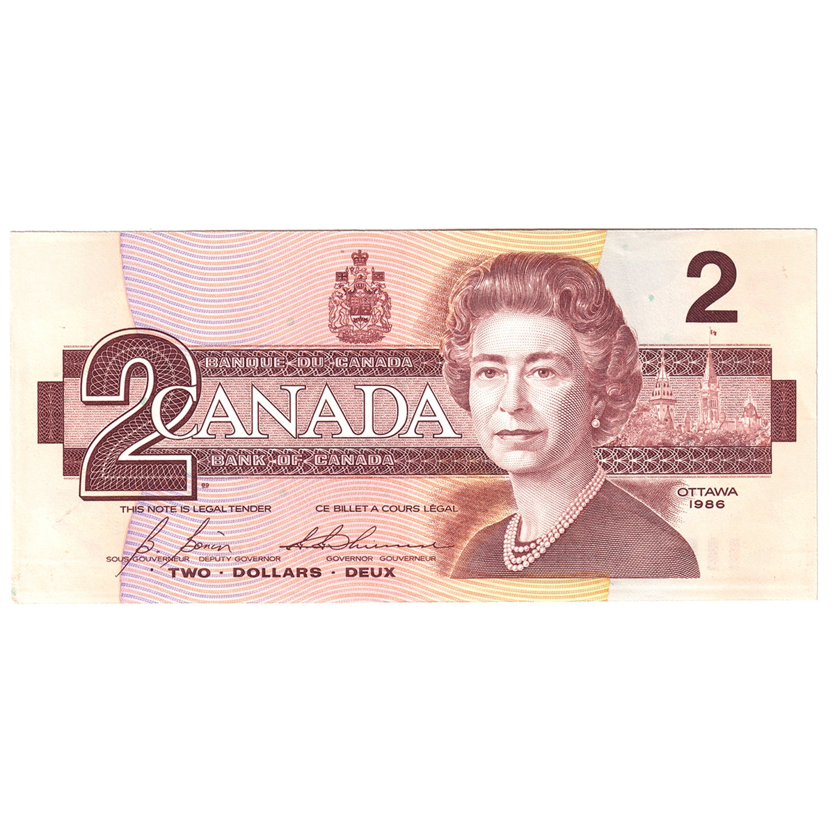 BC-55cA 1986 Canada $2 Bonin-Thiessen, BRX Circulation Issue, Extra Fine (EF40)