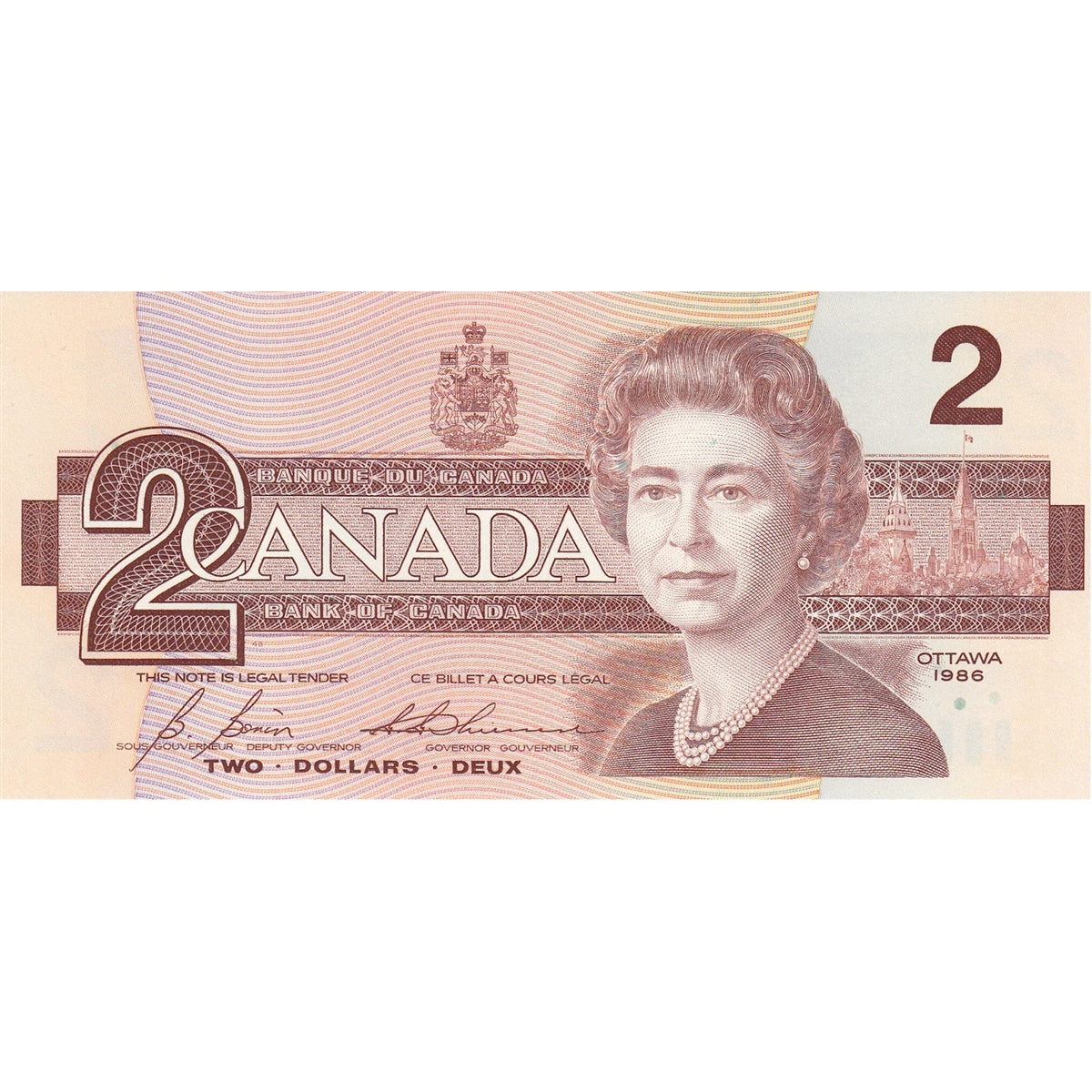 BC-55cA-i 1986 Canada $2 Bonin-Thiessen, EBX, Choice Uncirculated (CUNC63)
