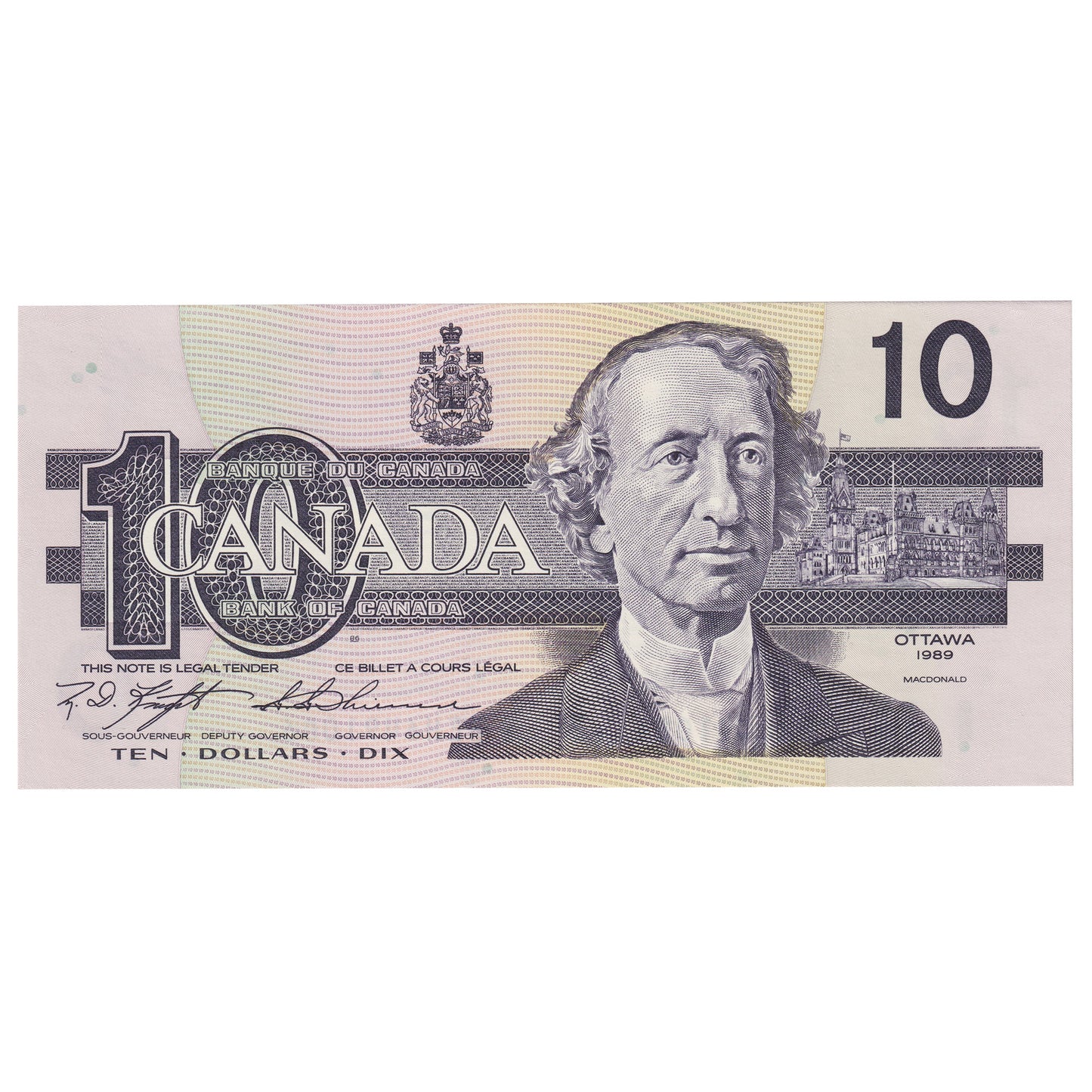 BC-57c 1989 Canada $10 Knight-Thiessen, Set Issue, BEH, Choice Uncirculated (CUNC63)