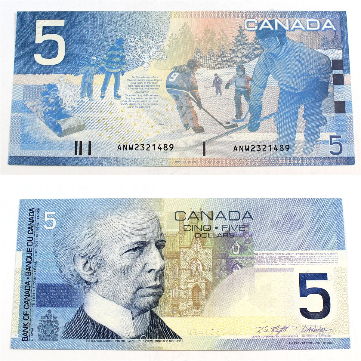 BC-62a 2001 Canada $5 Knight-Dodge, ANW, CIRC