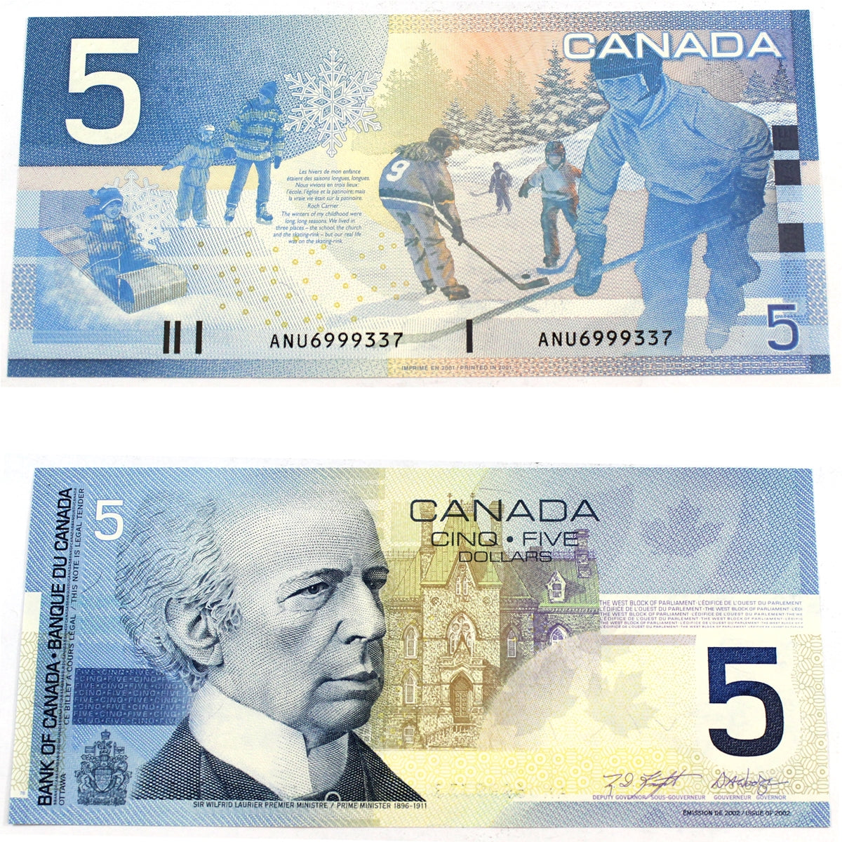 BC-62a 2001 Canada $5 Knight-Dodge, Set Issue, ANU, Choice Uncirculated (CUNC63)