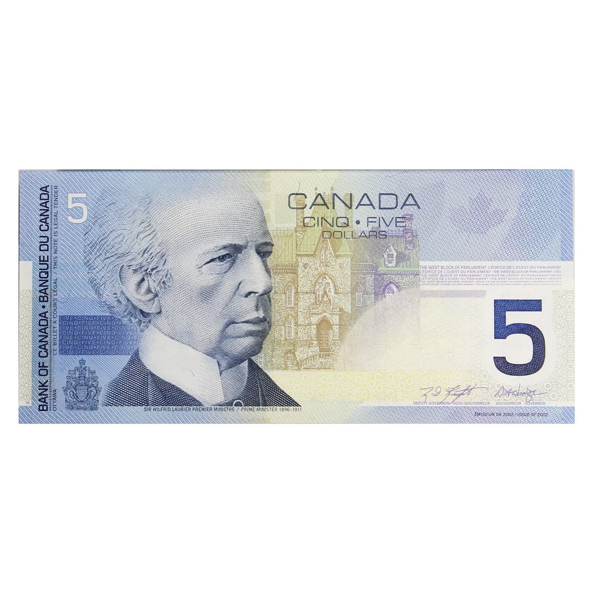 BC-62a 2001 Canada $5 Knight-Dodge, AOB, UNC
