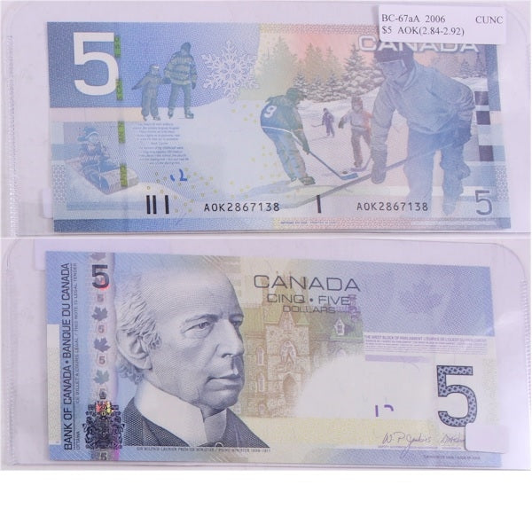 BC-67aA 2006 Canada $5 Jenkins-Dodge, AOK (2.84-2.92), Choice Uncirculated (CUNC63)