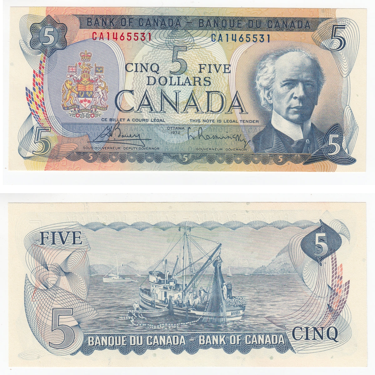 BC-48a 1972 Canada $5 Bouey-Rasminsky, CA, Choice Uncirculated (CUNC63)