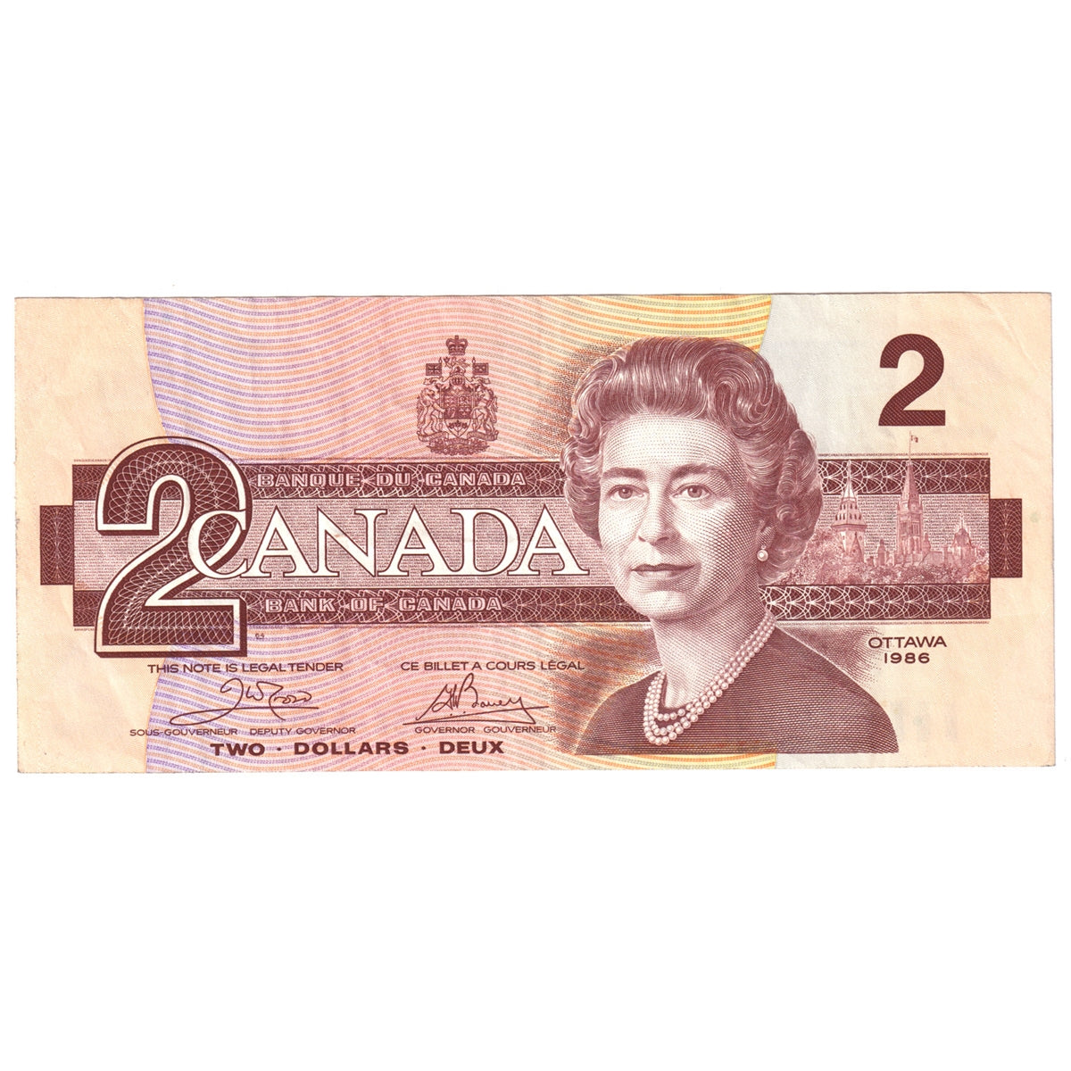 BC-55a 1986 Canada $2 Crow-Bouey, AUM, Very Fine (VF20)