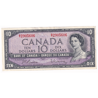 BC-40b 1954 Canada $10 Beattie-Rasminsky, S/T, VF-EF (VF30)