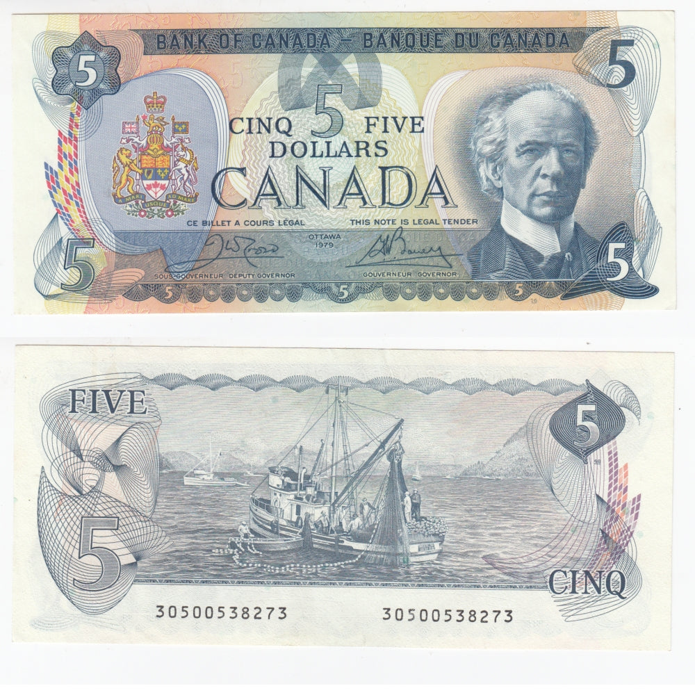 BC-53b 1979 Canada $5 Crow-Bouey, AU-UNC