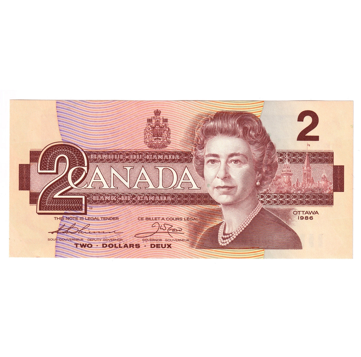 BC-55b 1986 Canada $2 Thiessen-Crow, BBH, Uncirculated (MS60)