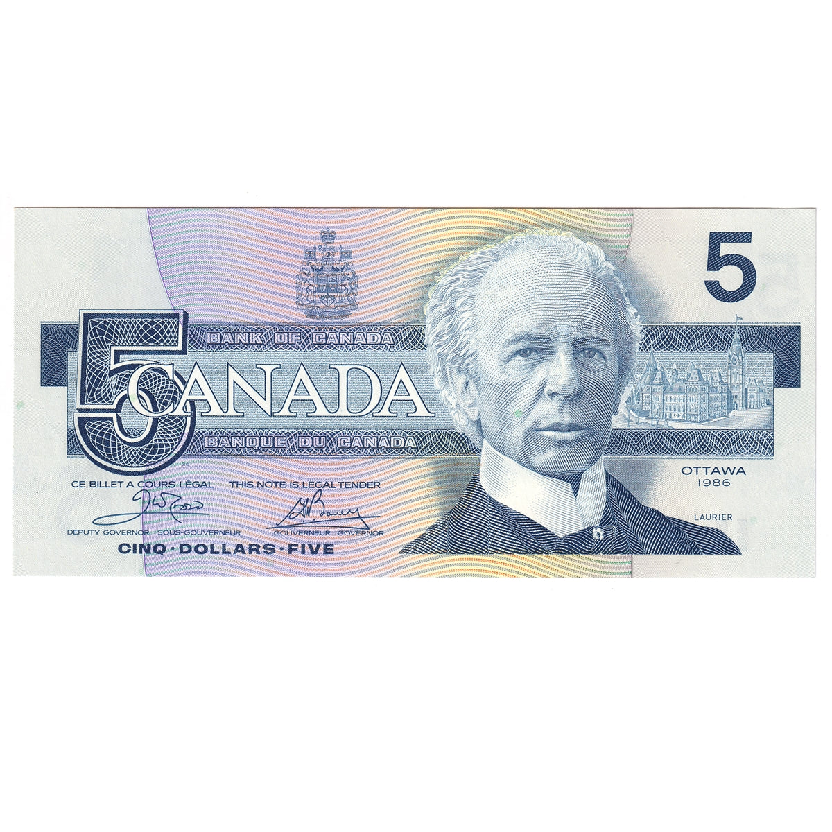 BC-56a 1986 Canada $5 Crow-Bouey, ENB, CUNC