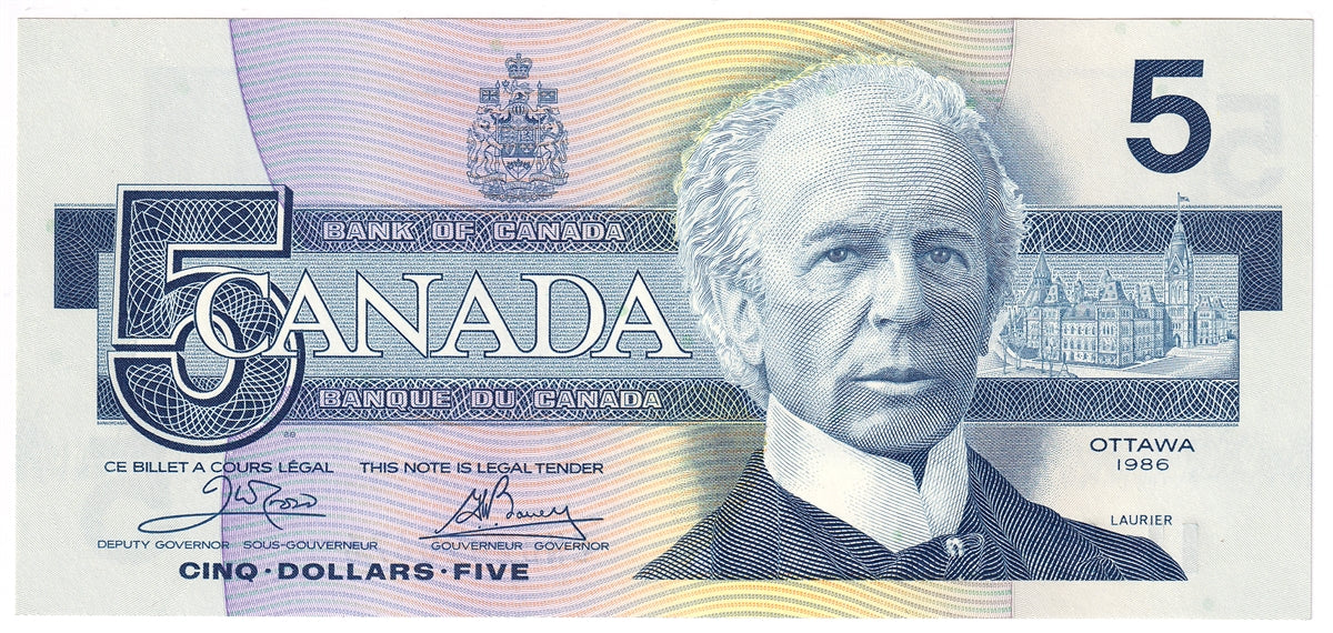 BC-56a 1986 Canada $5 Crow-Bouey, ENB, UNC