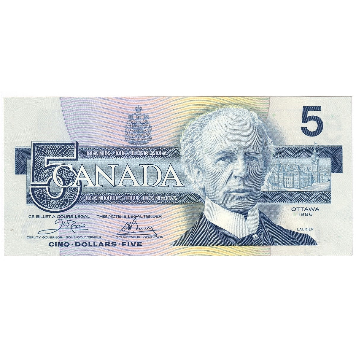 BC-56a 1986 Canada $5 Crow-Bouey, ENC, UNC