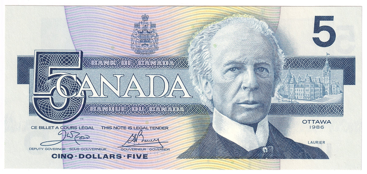 BC-56a 1986 Canada $5 Crow-Bouey, ENH, CUNC