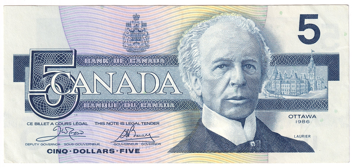 BC-56a 1986 Canada $5 Crow-Bouey, ENH, EF-AU