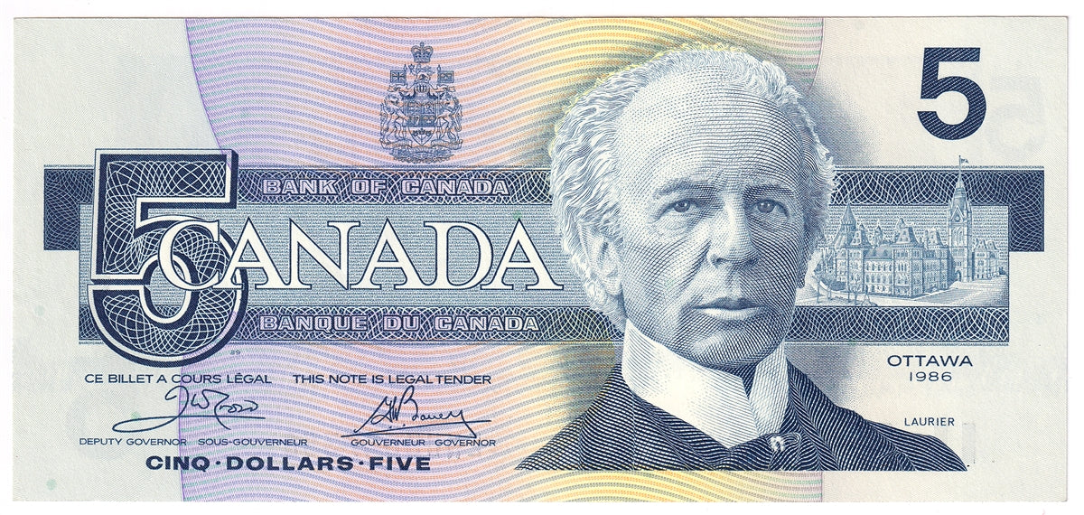 BC-56a 1986 Canada $5 Crow-Bouey, ENH, UNC
