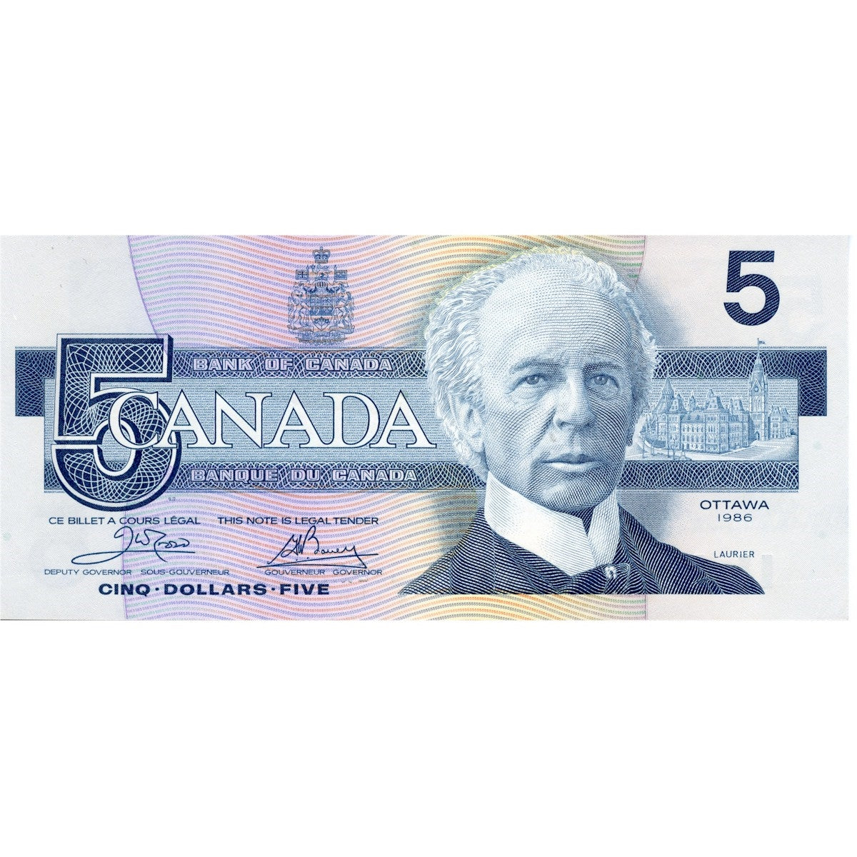 BC-56a 1986 Canada $5 Crow-Bouey, ENM, AU-UNC