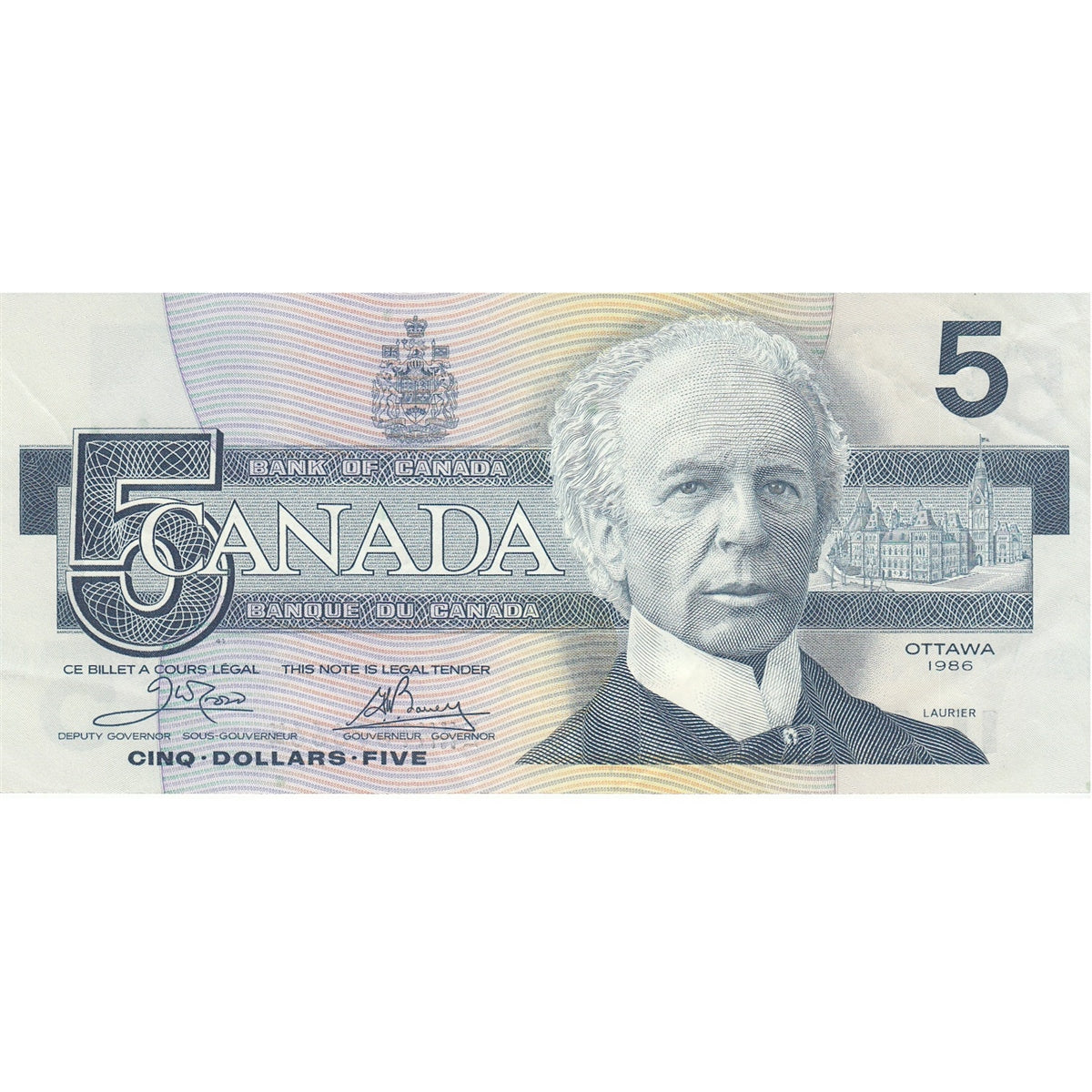BC-56a 1986 Canada $5 Crow-Bouey, ENM, circ