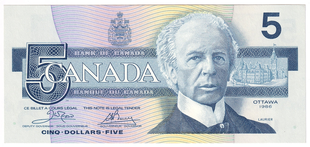 BC-56a 1986 Canada $5 Crow-Bouey, ENM, CUNC