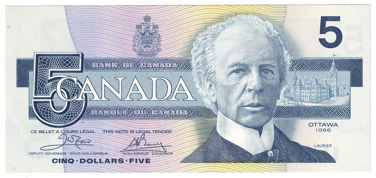 BC-56a 1986 Canada $5 Crow-Bouey, ENP, CUNC