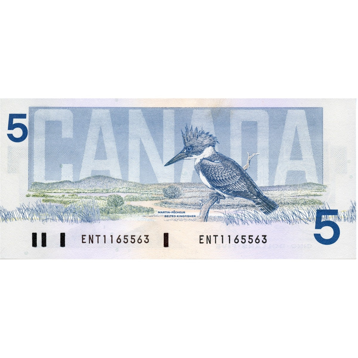 BC-56a 1986 Canada $5 Crow-Bouey, ENT, Almost Uncirculated (AU50)