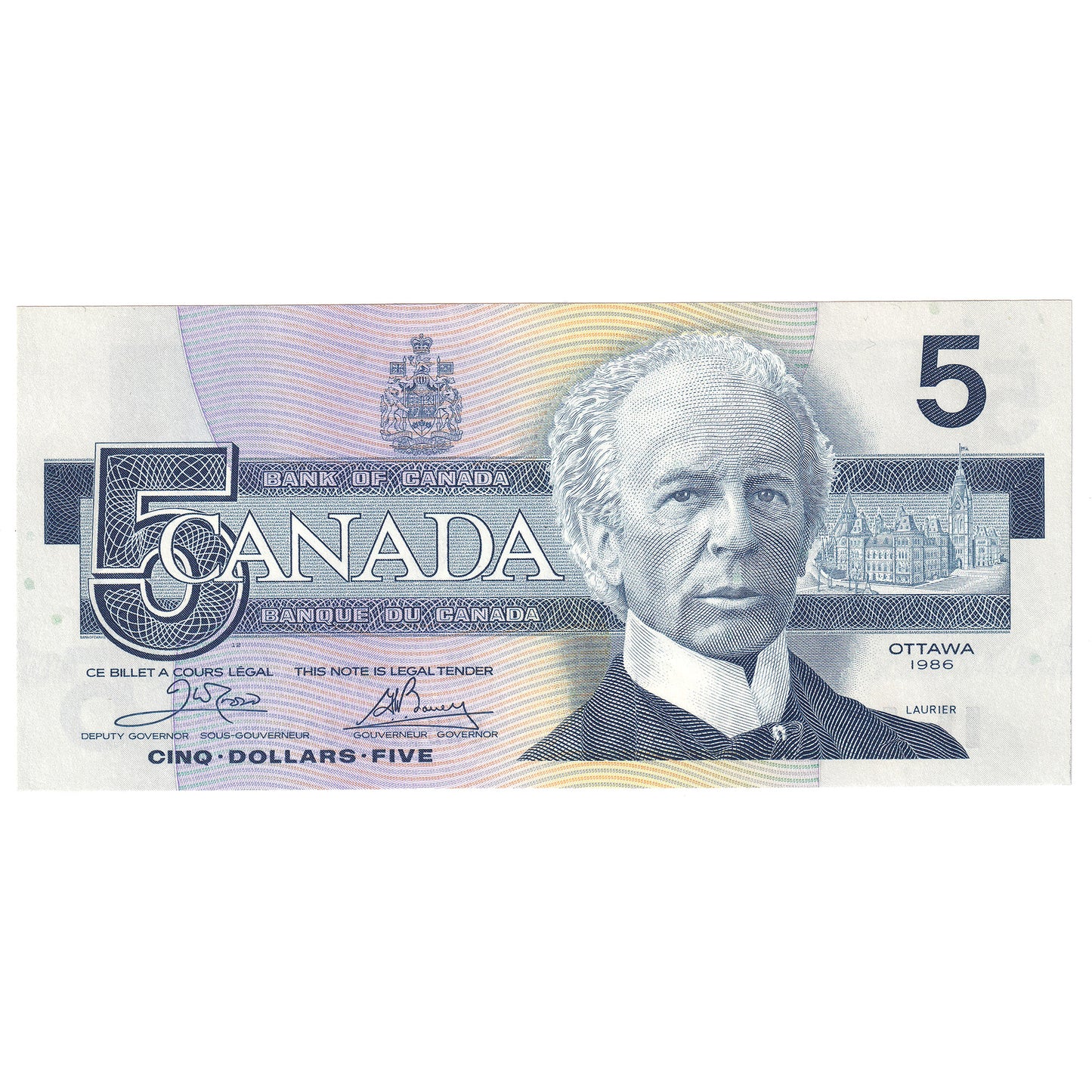 BC-56a 1986 Canada $5 Crow-Bouey, ENU, Uncirculated (MS60)