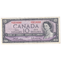 BC-40b 1954 Canada $10 Beattie-Rasminsky, E/V, VF