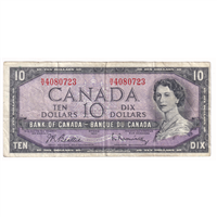 BC-40b 1954 Canada $10 Beattie-Rasminsky, N/V, F-VF (F15)