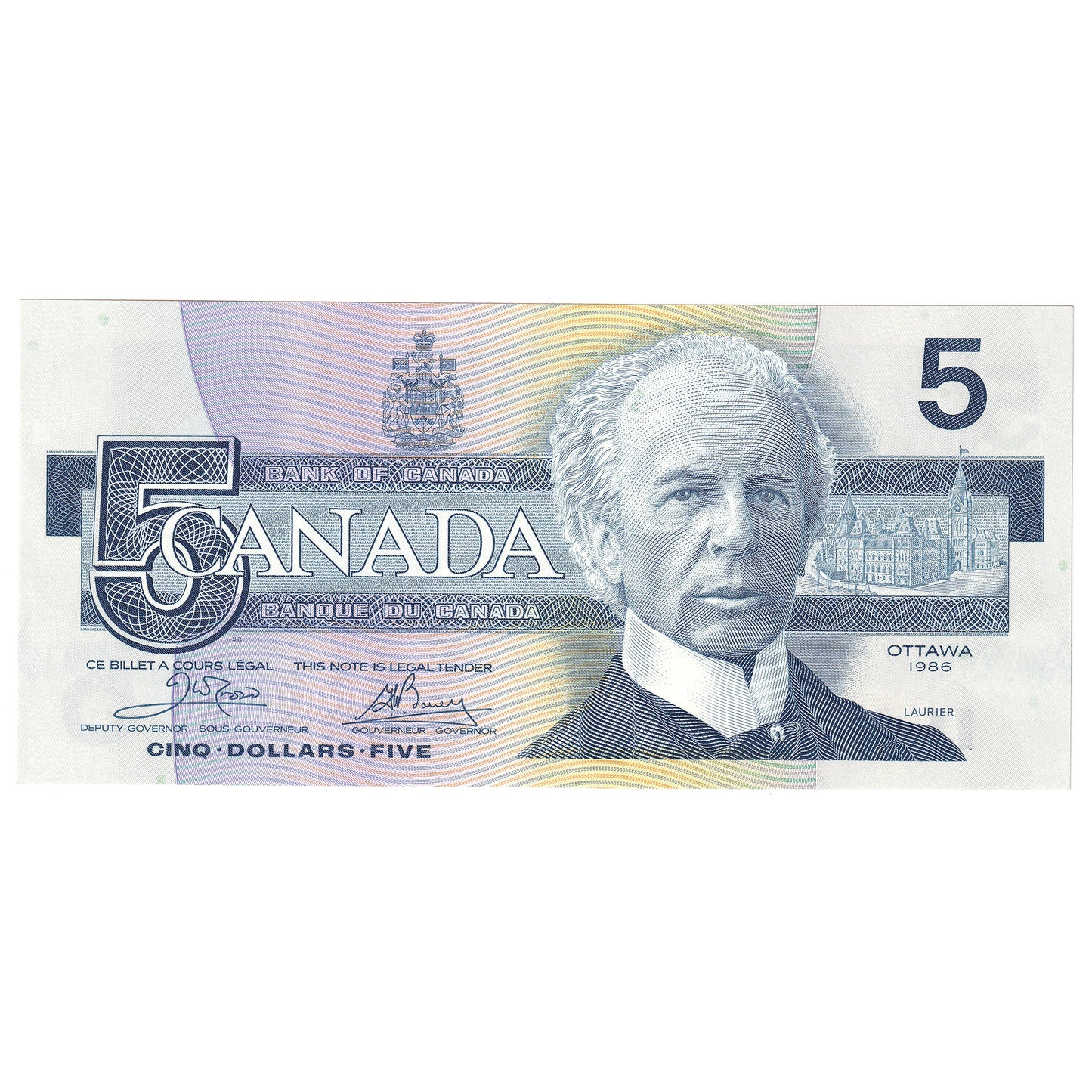 BC-56a-i 1986 Canada $5 Crow-Bouey, EPA, Uncirculated (MS60)