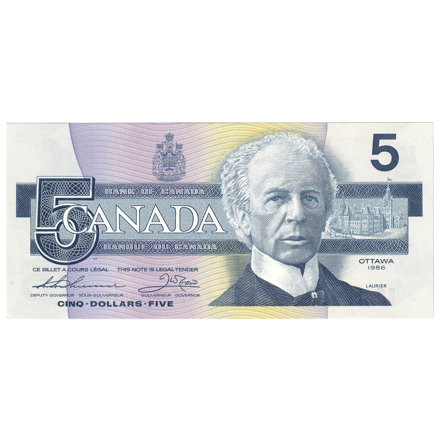 BC-56b 1986 Canada $5 Thiessen-Crow, EPF, UNC