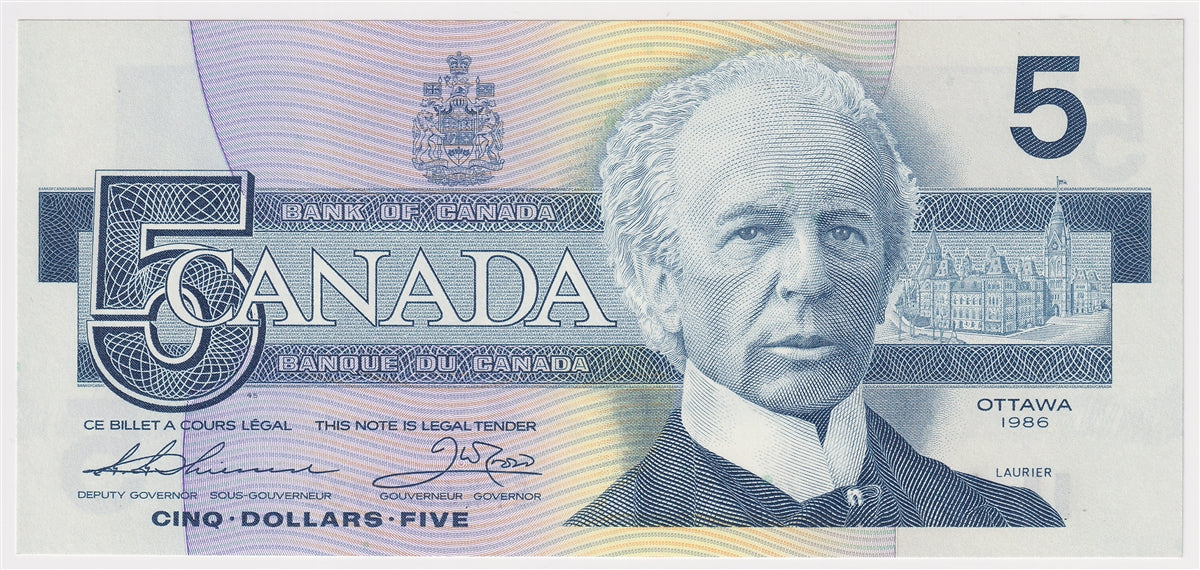 BC-56b 1986 Canada $5 Thiessen-Crow, EPK, Choice Uncirculated (CUNC63)