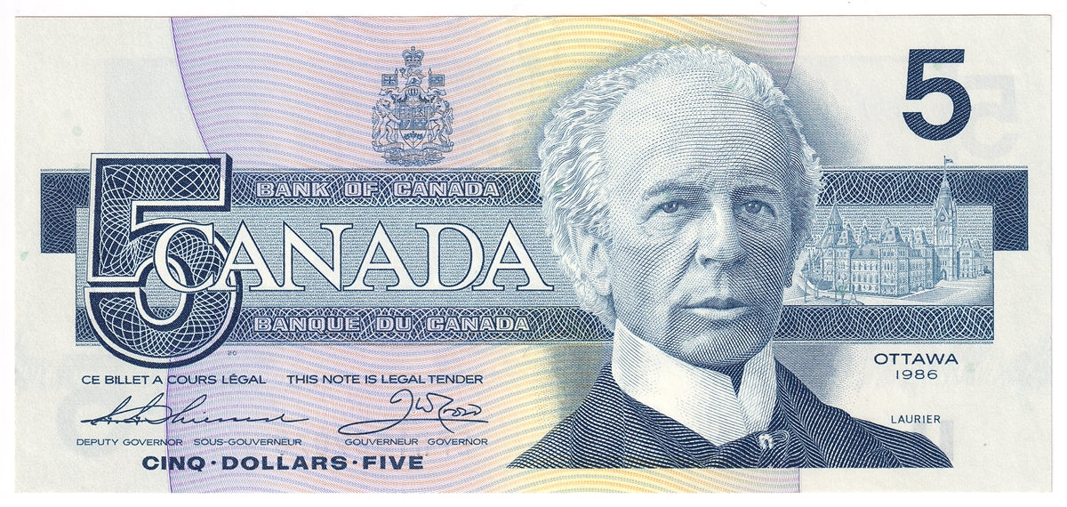 BC-56b 1986 Canada $5 Thiessen-Crow, EPR, AU-UNC