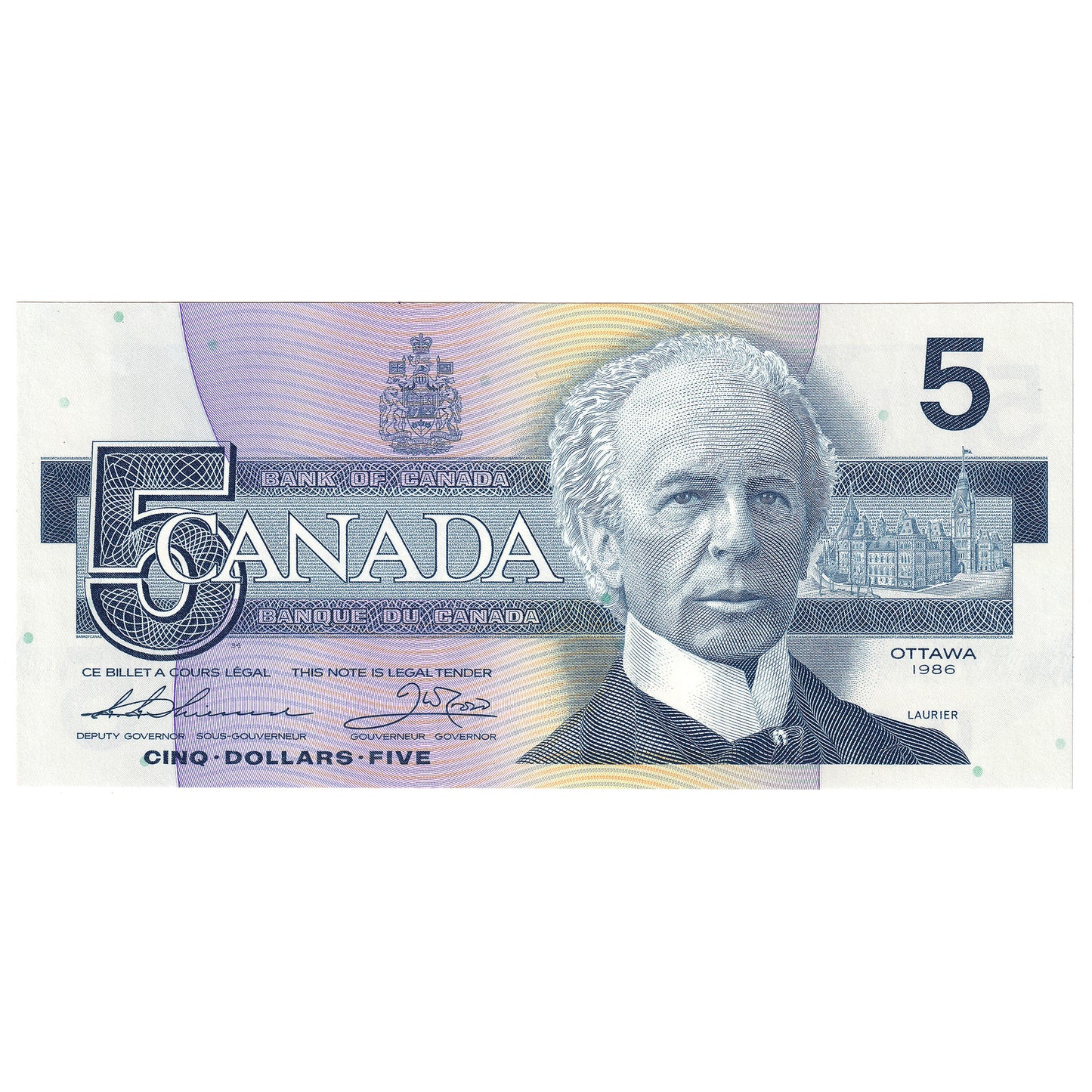 BC-56b 1986 Canada $5 Thiessen-Crow, FPG, UNC