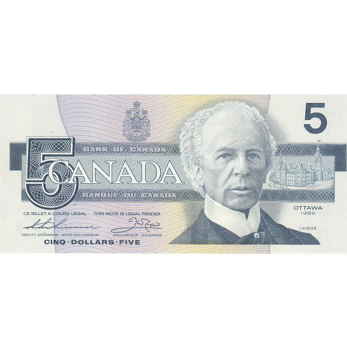 BC-56b 1986 Canada $5 Thiessen-Crow, FPU, AU-UNC