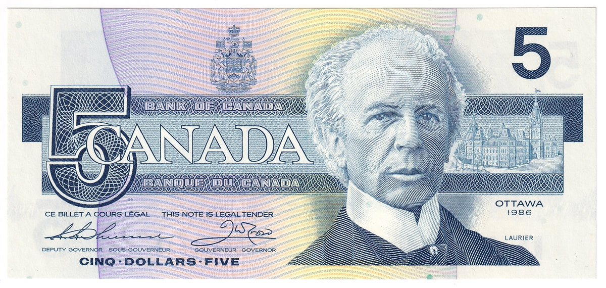BC-56b 1986 Canada $5 Thiessen-Crow, GND, CUNC