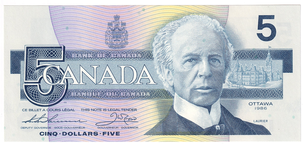 BC-56b 1986 Canada $5 Thiessen-Crow, GNM, CUNC