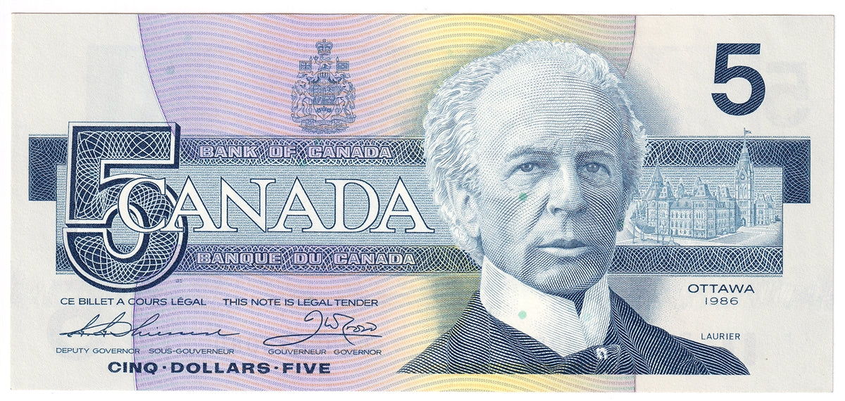 BC-56b 1986 Canada $5 Thiessen-Crow, GNN, UNC
